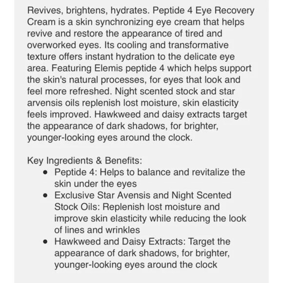 NIB Elemis Peptide 4 Eye Recovery Reviving Eye Cream Full Size - Picture 4 of 8